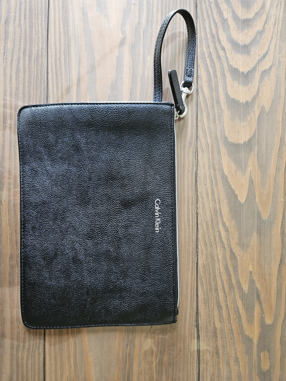 Calvin Klein Black Pebbled Leather Toiletry Wristlet